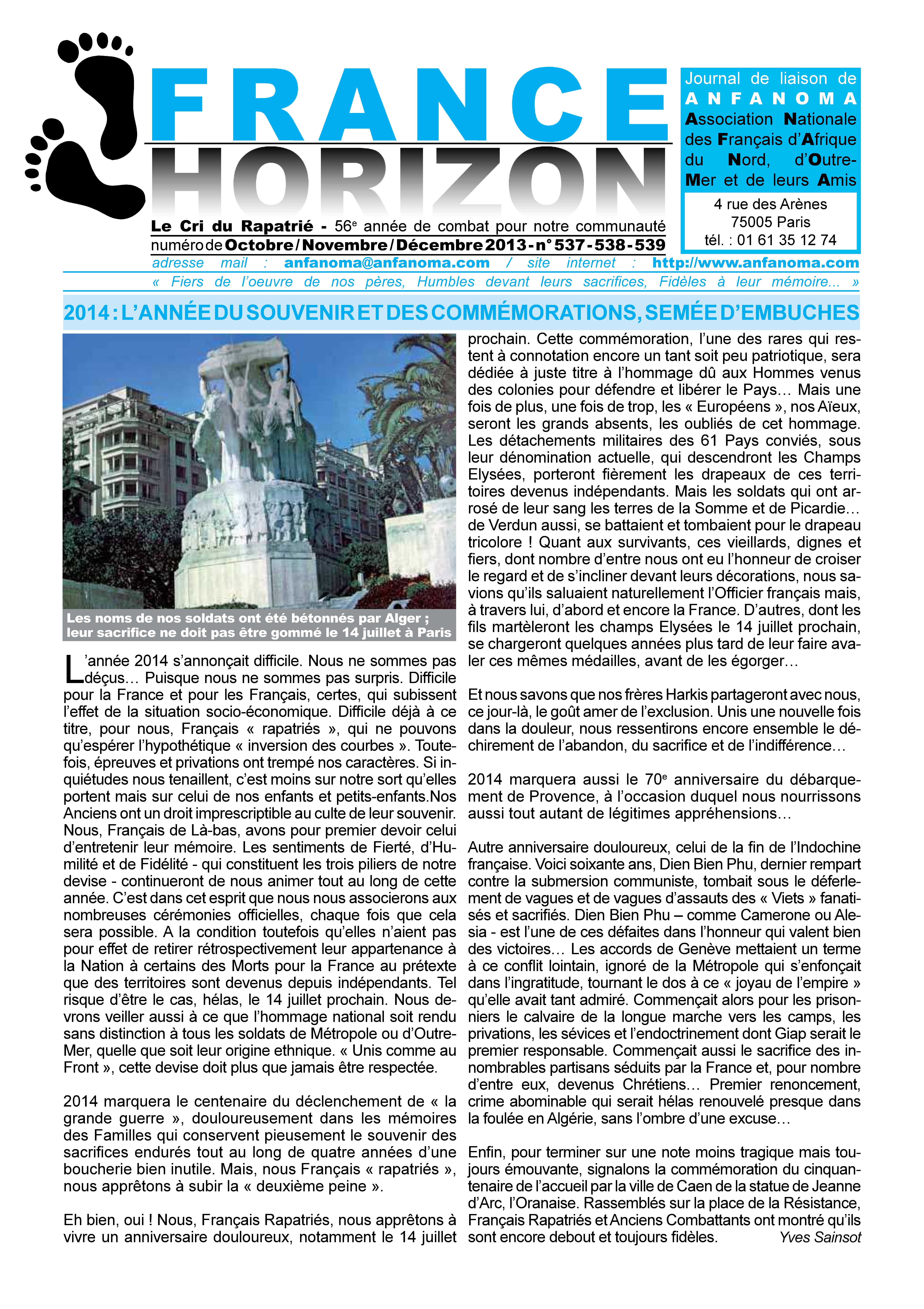 Commémoration 4 TRIMESTRE 2013